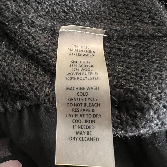 Soft Surroundings Wool Blend Knit Ruffle Black Sweater/Tunic - Picture 8 of 10